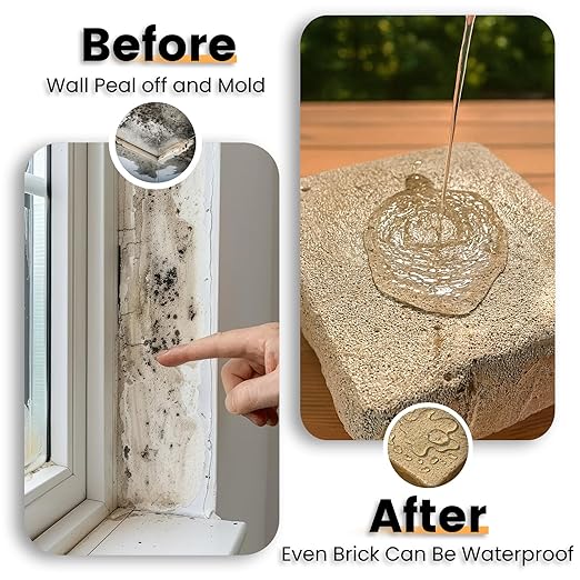 Tough Bison Clear Waterproof Sealant – Water-Based Transparent Waterproof Coating Acrylic Paste for Leakage for Roofs, Walls, Windows, Bathroom, Wood, Concrete, Tile, Metal, Indoor & Outdoor, Non-Toxic, 35oz, 1KG