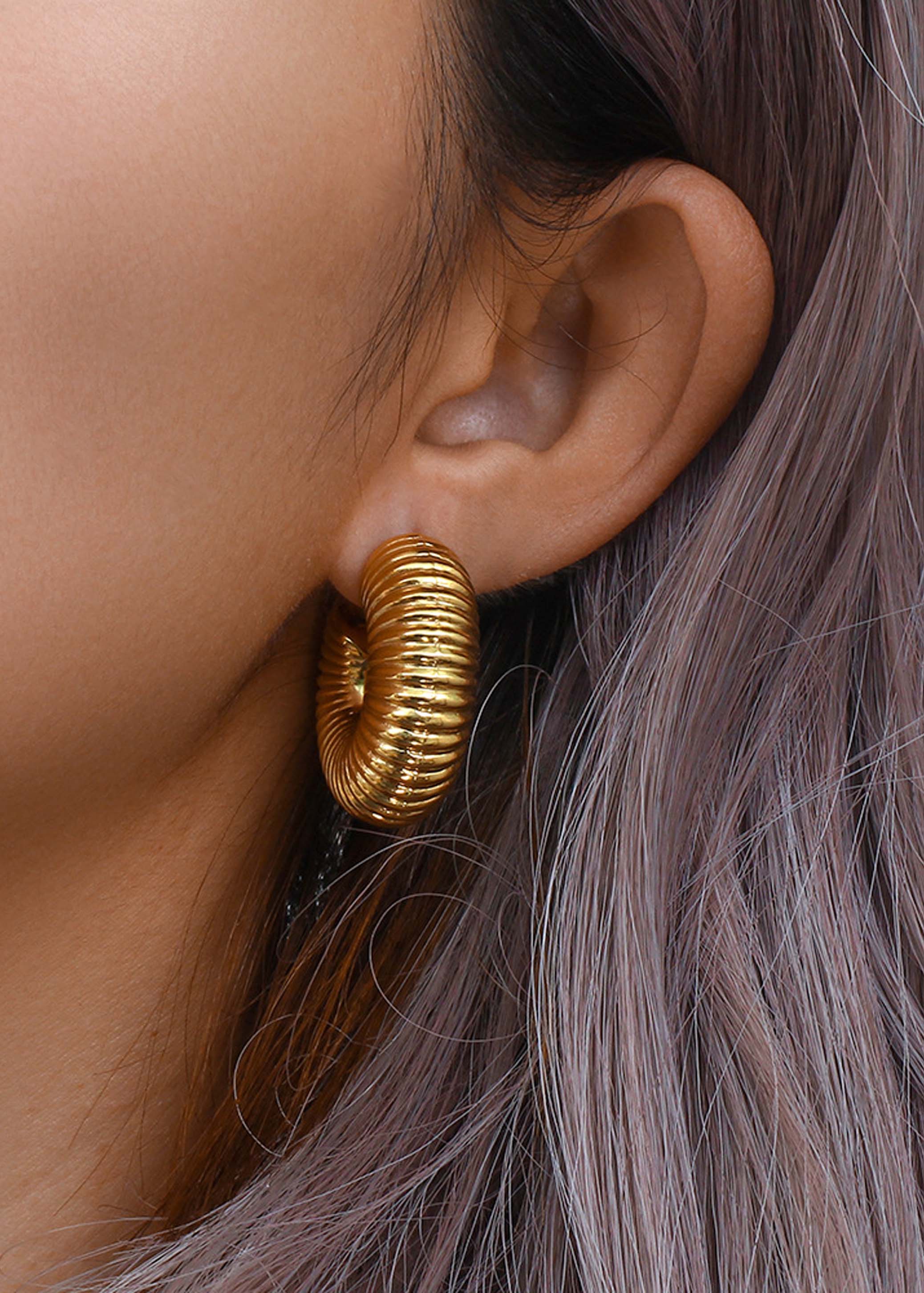 Celestial Spiral C Hoops Earrings