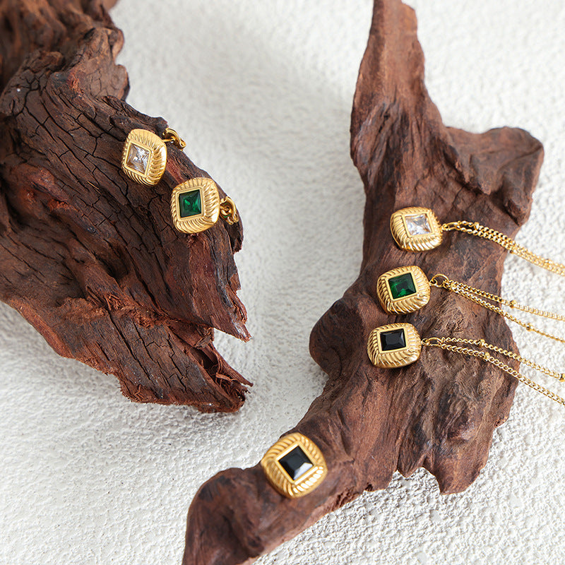 Gemstone Framed Earrings