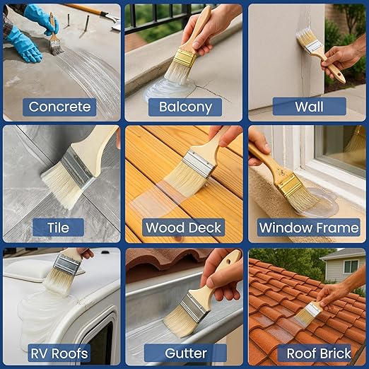 Tough Bison Clear Waterproof Sealant – Water-Based Transparent Waterproof Coating Acrylic Paste for Leakage for Roofs, Walls, Windows, Bathroom, Wood, Concrete, Tile, Metal, Indoor & Outdoor, Non-Toxic, 35oz, 1KG