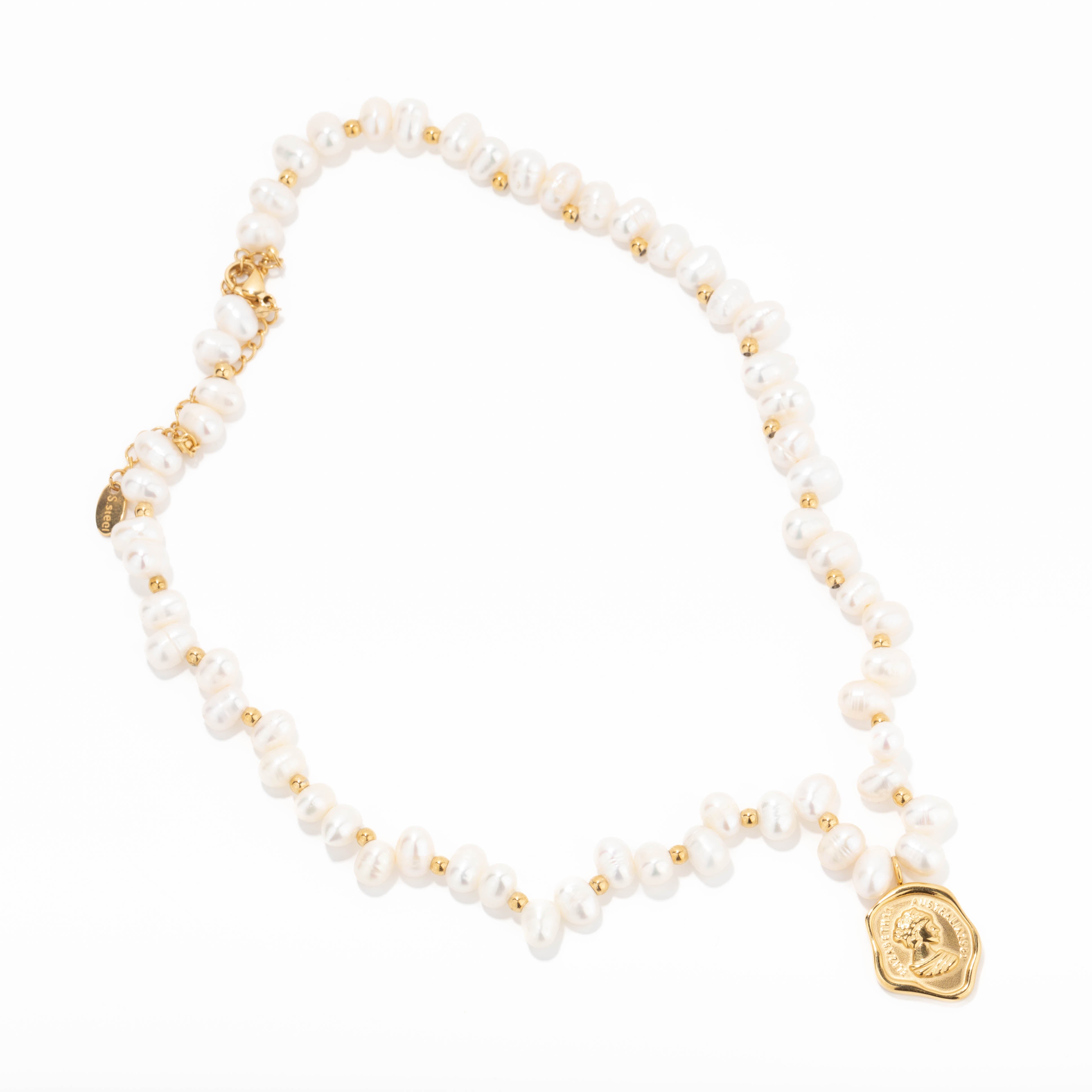 Greece Stamp Pearl Necklace