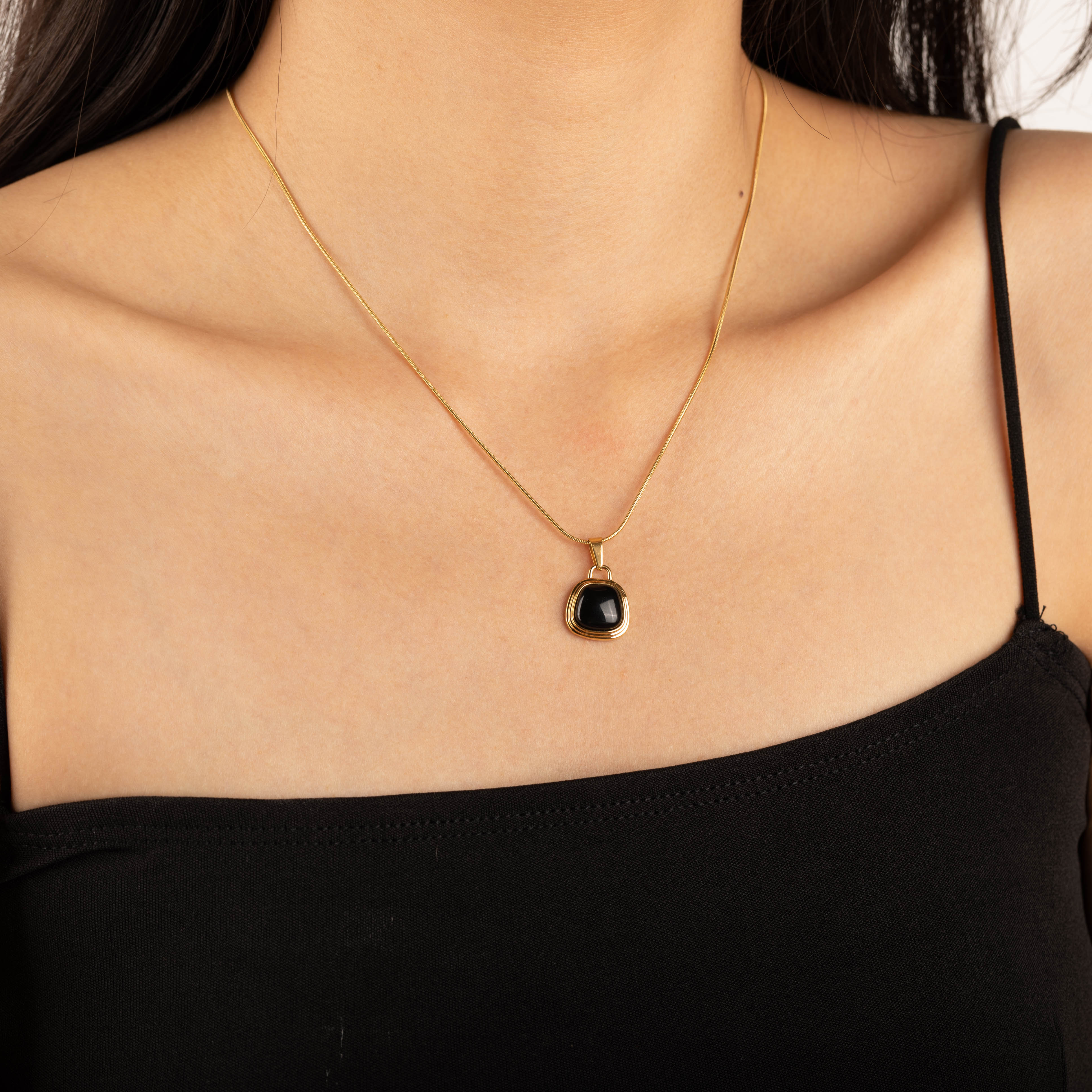 Sleek Black Shell Necklace