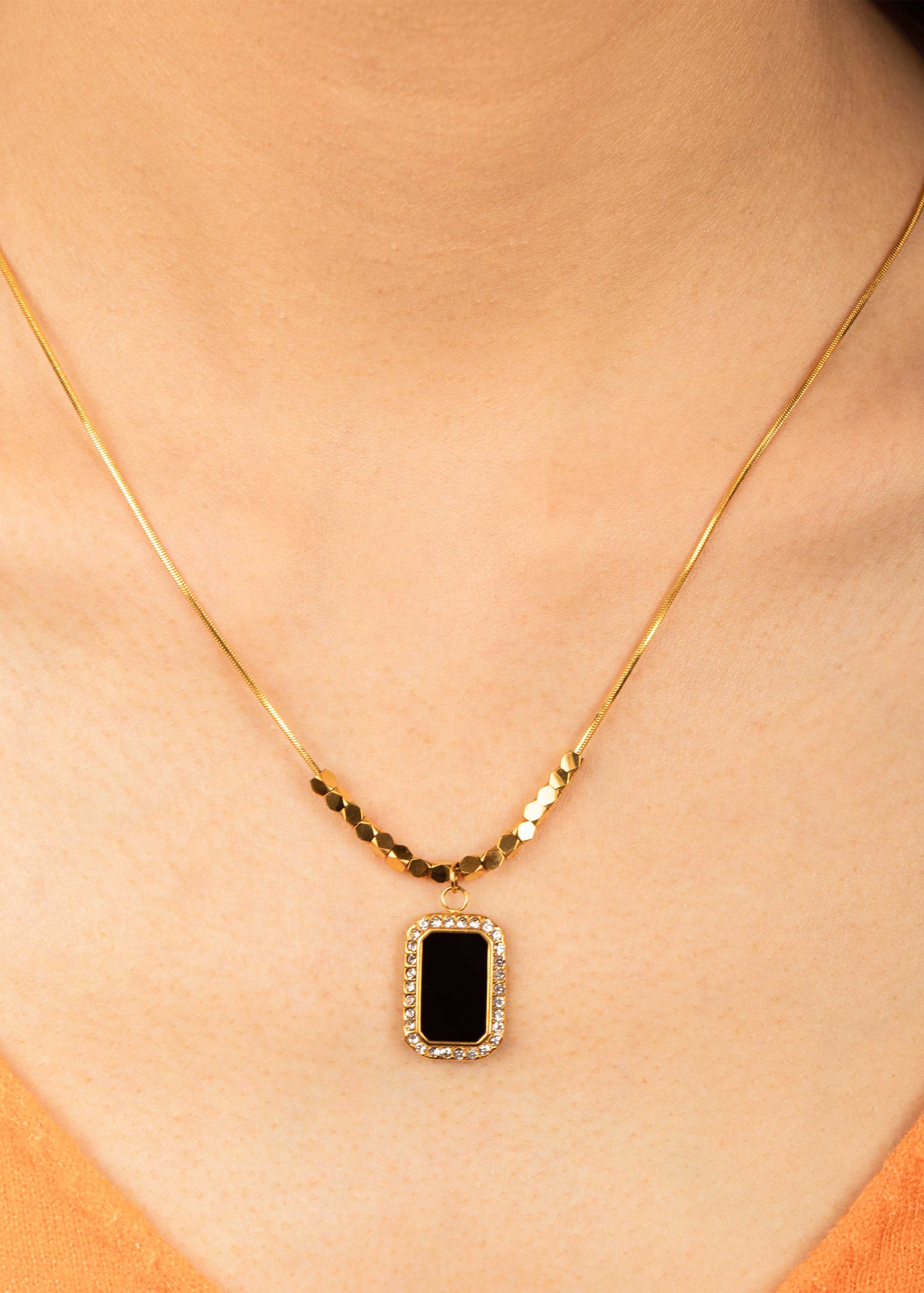 Charcoal Gemstone Cube Necklace