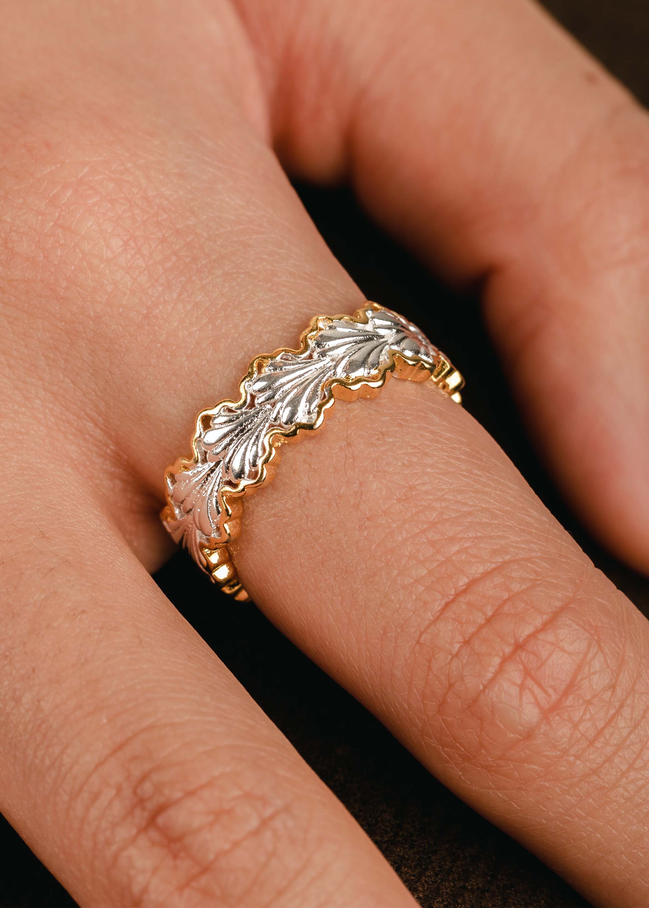 Golden White Shell Ring