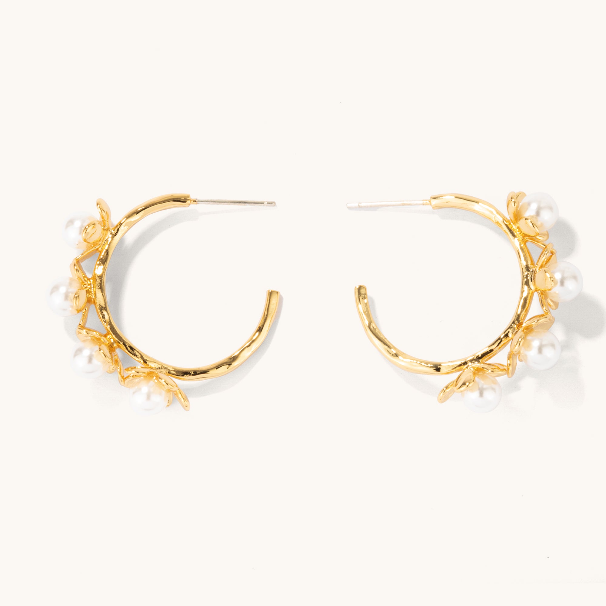 Golden Flower of Pearl Earrings