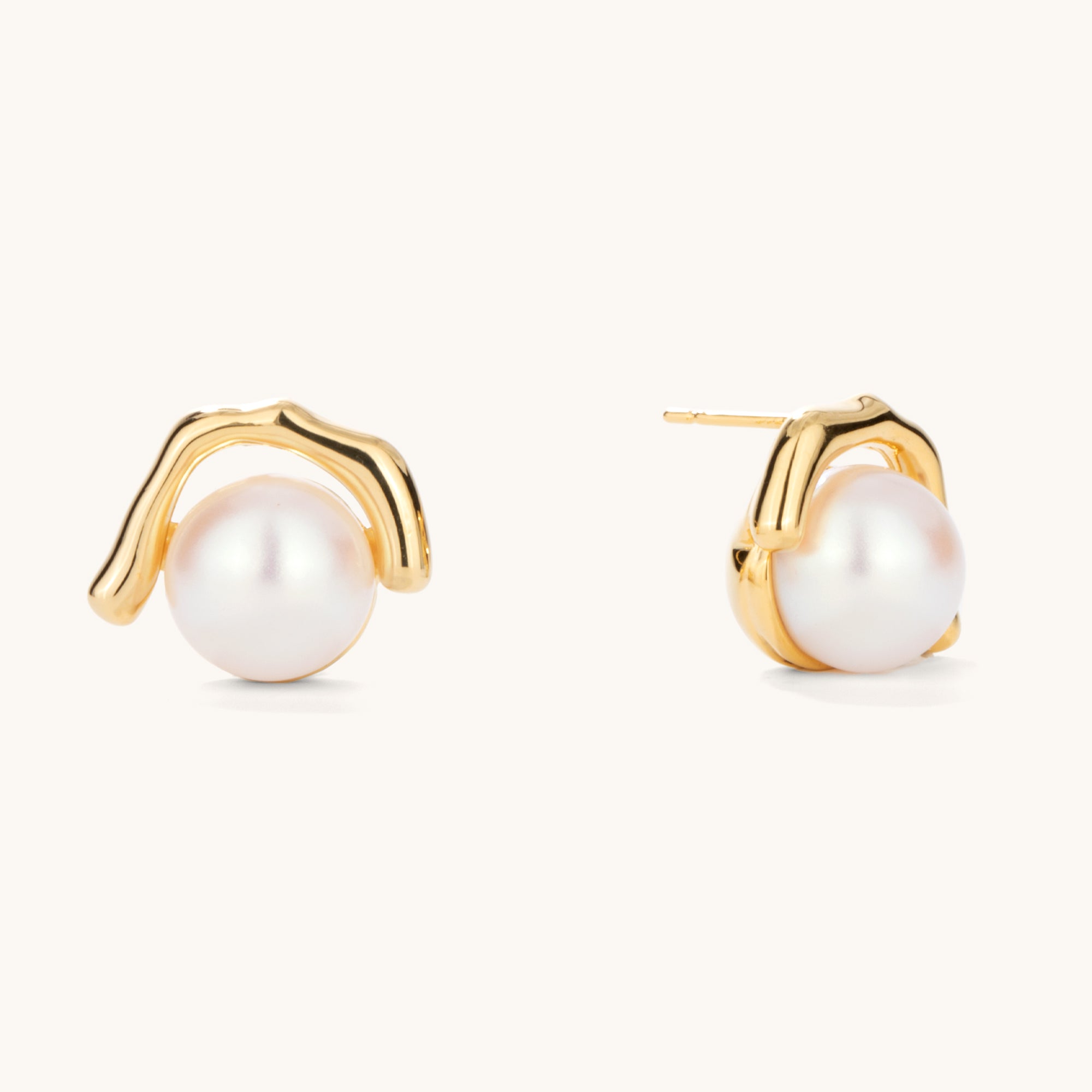 Shimmering Pearl and Gold Studs