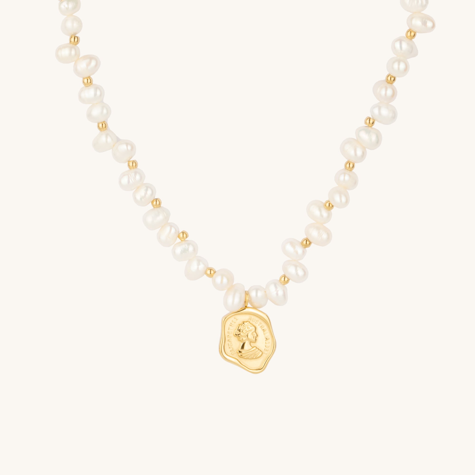 Greece Stamp Pearl Necklace